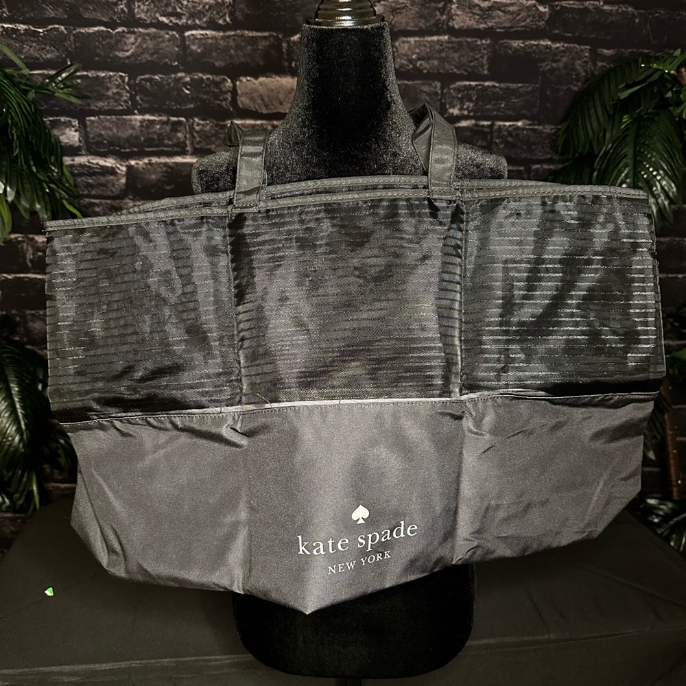 Kate Spade stripe Mesh Tote black